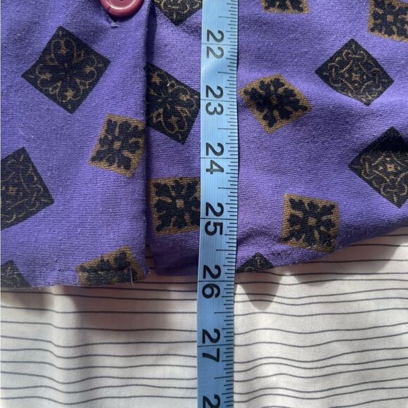 Vintage Purple Button-Up Top Bold Geometric Print SZ L - Eclectic Indie Unique - Picture 5 of 6